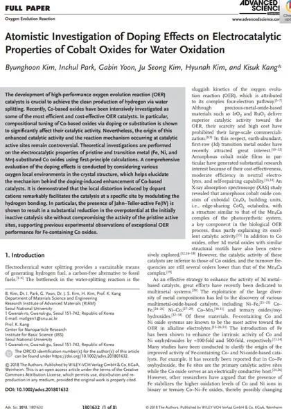 Atomistic investigation of doping effects on electrocatalytic properties of cobalt oxides for water oxidation