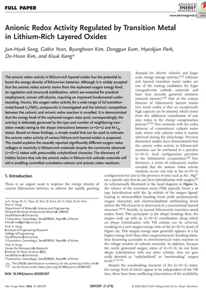 Anionic redox activity regulated by transition metal in lithium-rich layered oxides
