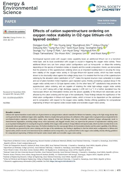 Effects of cation superstructure ordering on oxygen redox stability in O2-type lithium-rich layered oxides