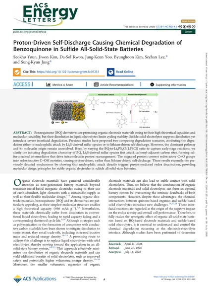 Proton-Driven Self-Discharge Causing Chemical Degradation of Benzoquinone in Sulfide All-Solid-State Batteries